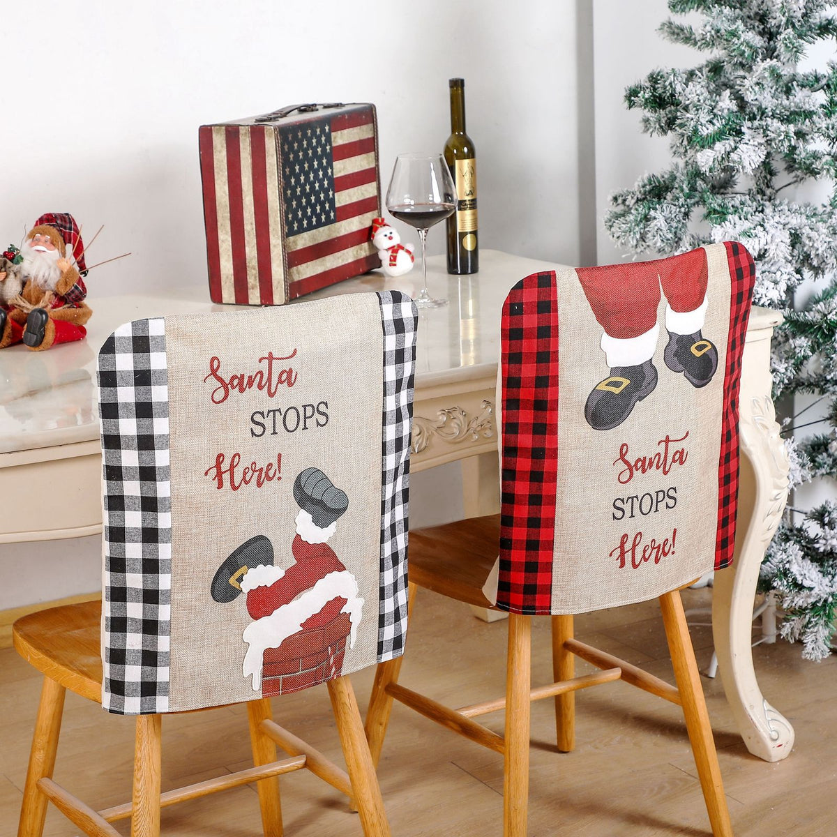 Christmas Chair Back Covers – Santa Holiday Decor