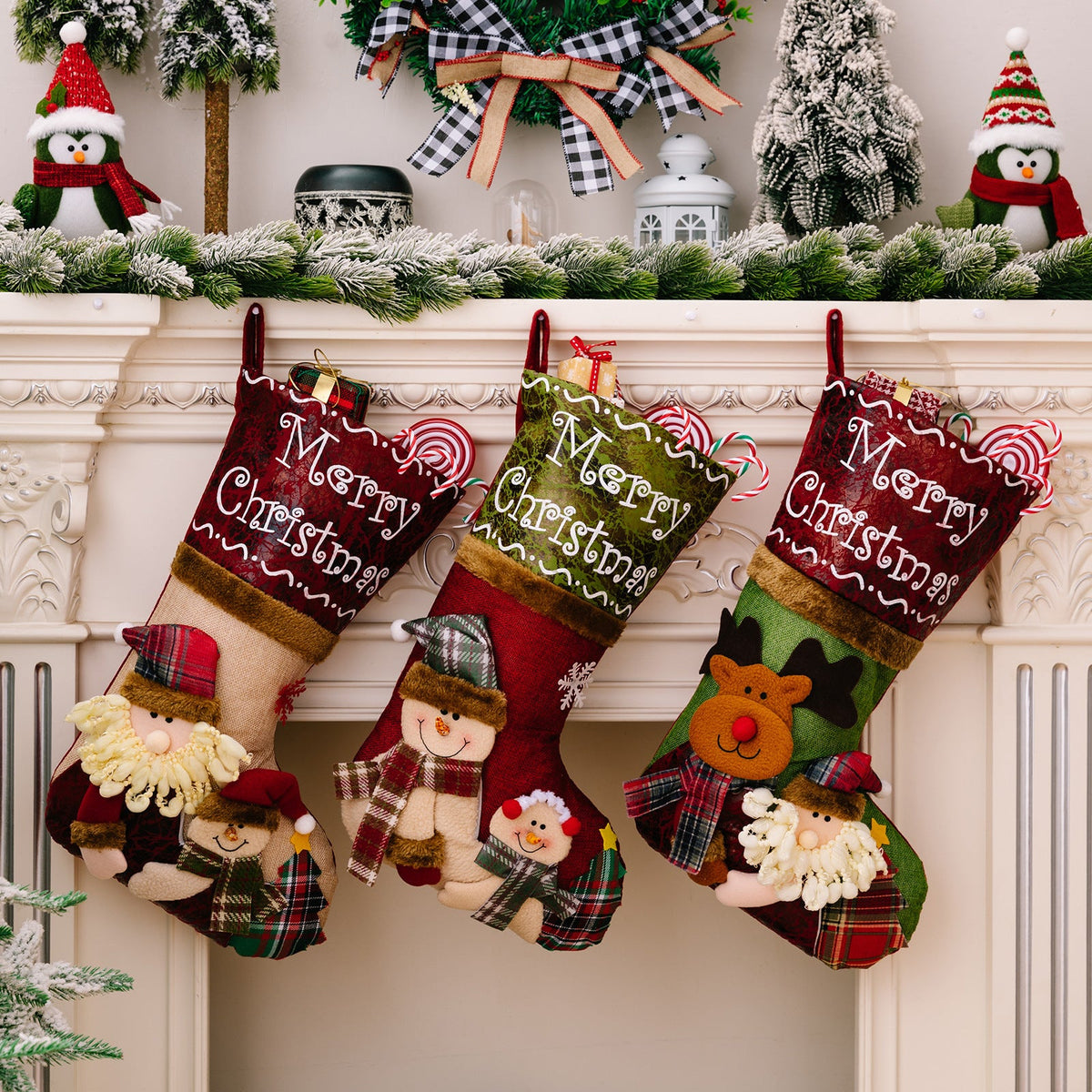 3D Christmas Stockings for a Festive Mantel Display