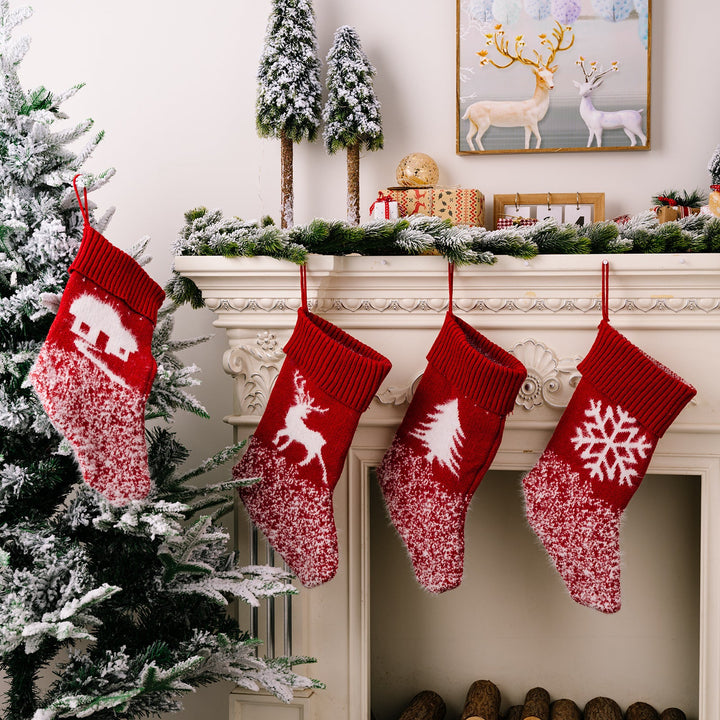 Christmas Stockings Set of 4 for Festive Mantel Decor