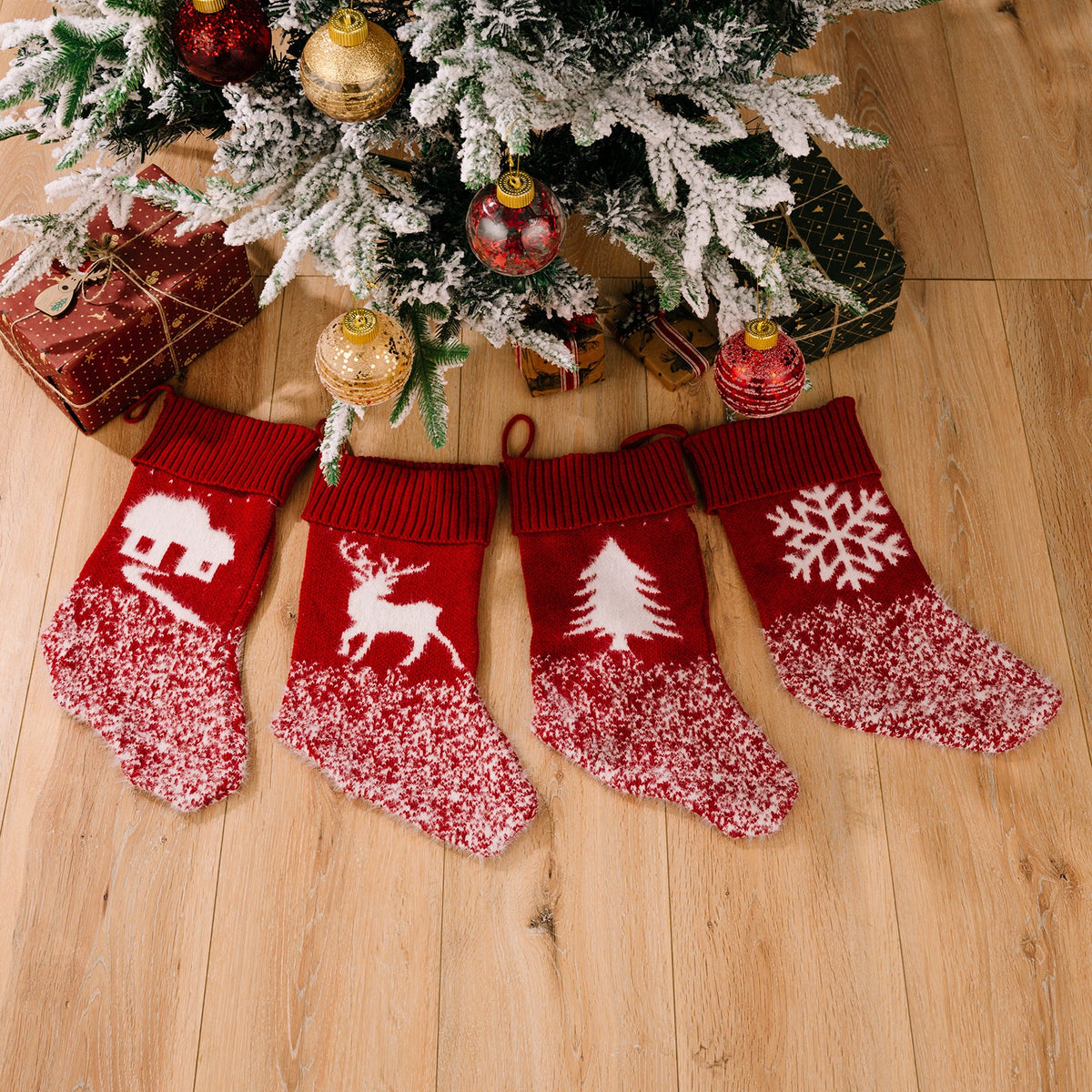 Christmas Stockings Set of 4 for Festive Mantel Decor