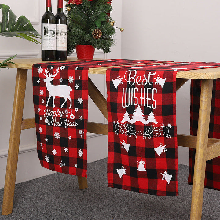 Christmas Table Runner Red Black Checkered Holiday Decor