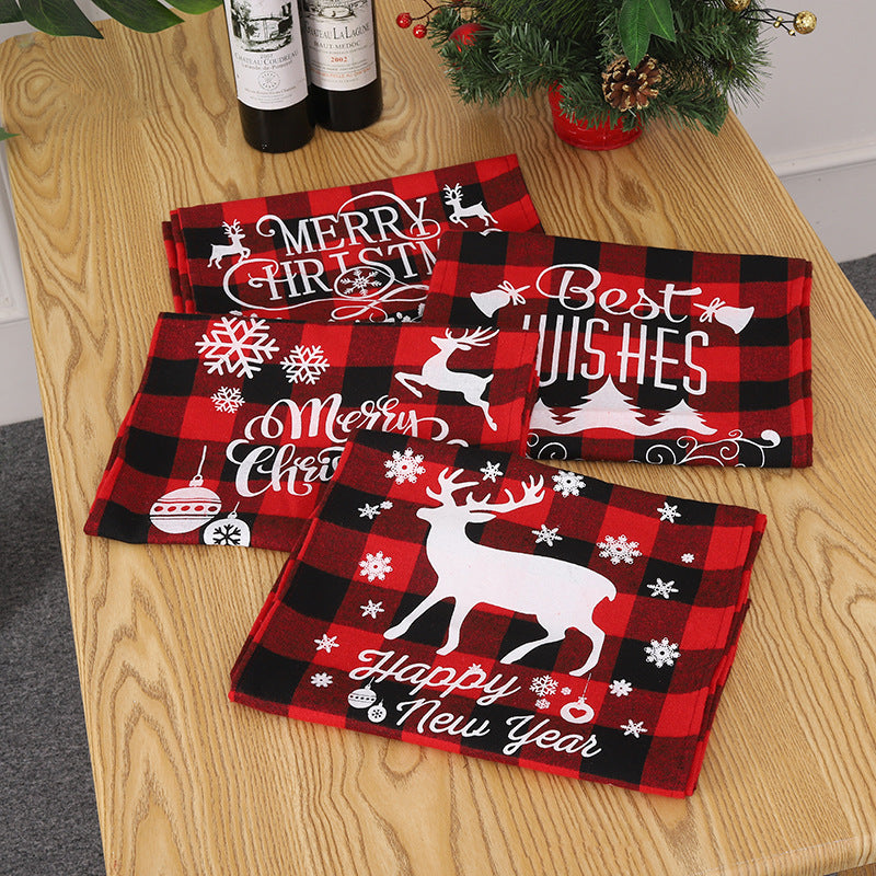 Christmas Table Runner Red Black Checkered Holiday Decor