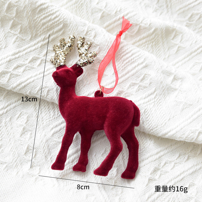 Christmas Reindeer Ornament with Red Flocked Detail