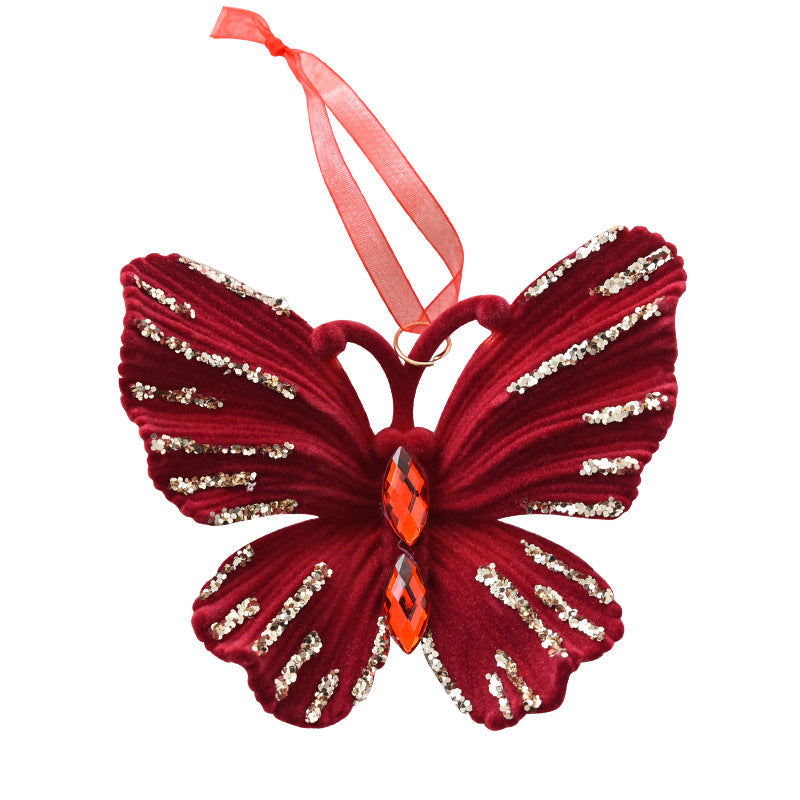 Christmas Reindeer Ornament with Red Flocked Detail