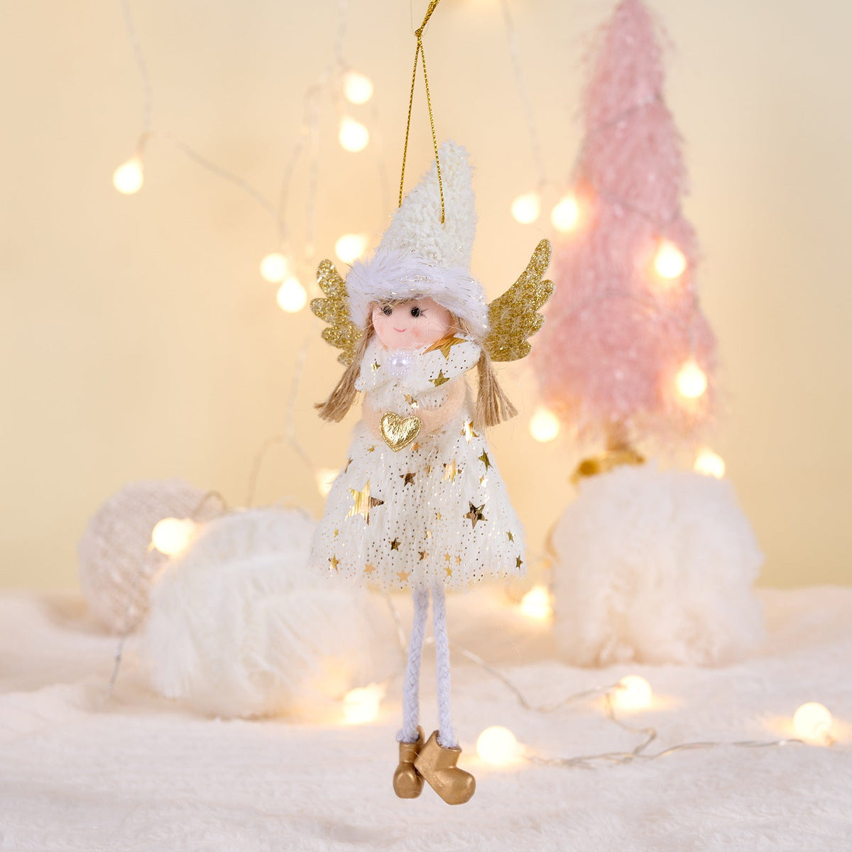 Christmas Angel Ornaments, 3-Piece Pink Reindeer Set