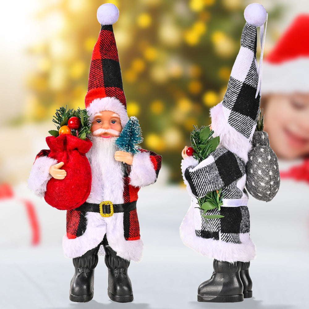 Plaid Santa Figurines for Festive Holiday Decor