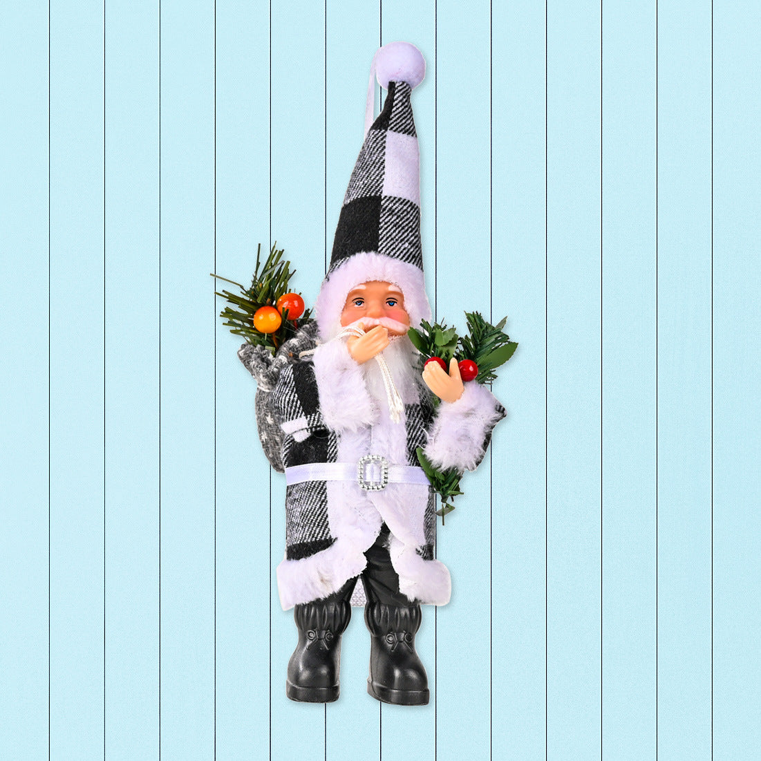 Plaid Santa Figurines for Festive Holiday Decor