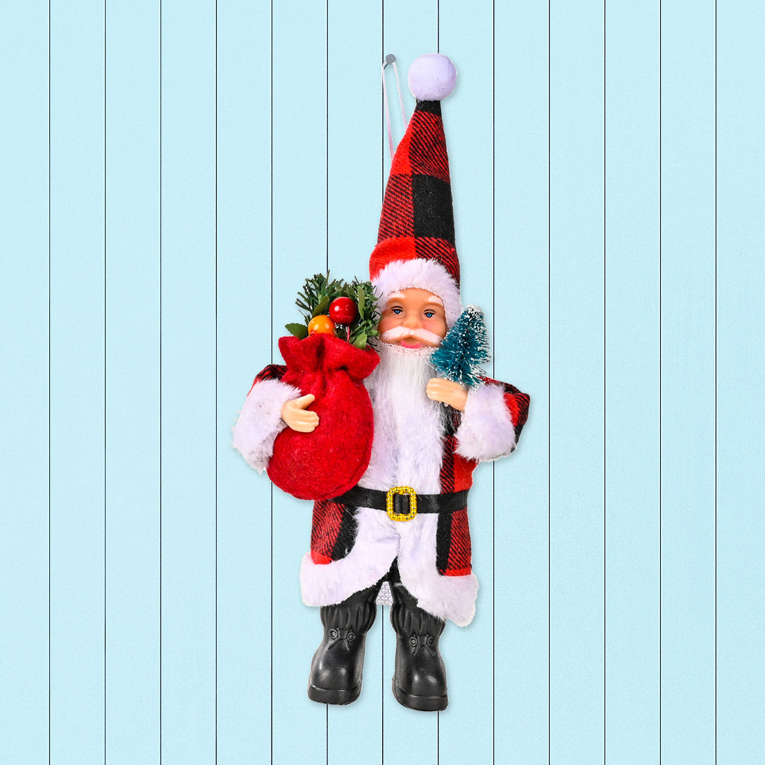 Plaid Santa Figurines for Festive Holiday Decor
