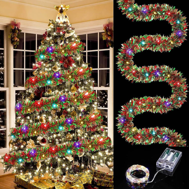 Illuminated Christmas Ribbon Garland for Colorful Decor