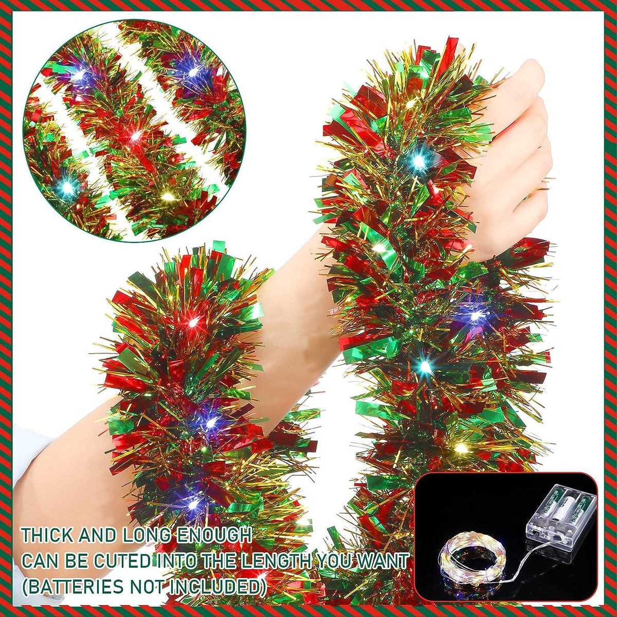 Illuminated Christmas Ribbon Garland for Colorful Decor