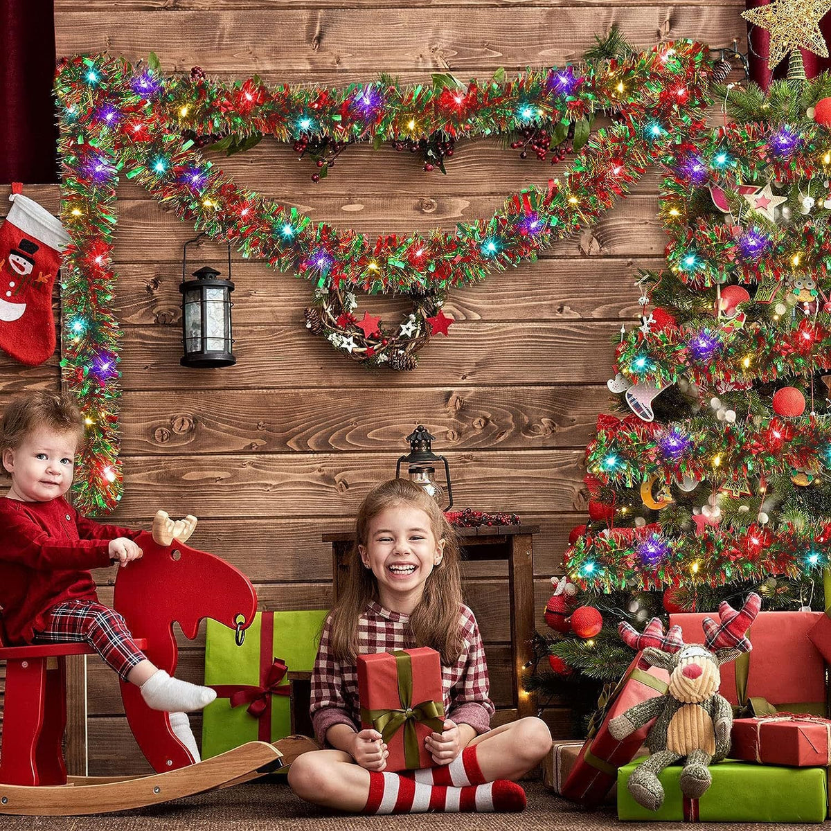 Illuminated Christmas Ribbon Garland for Colorful Decor
