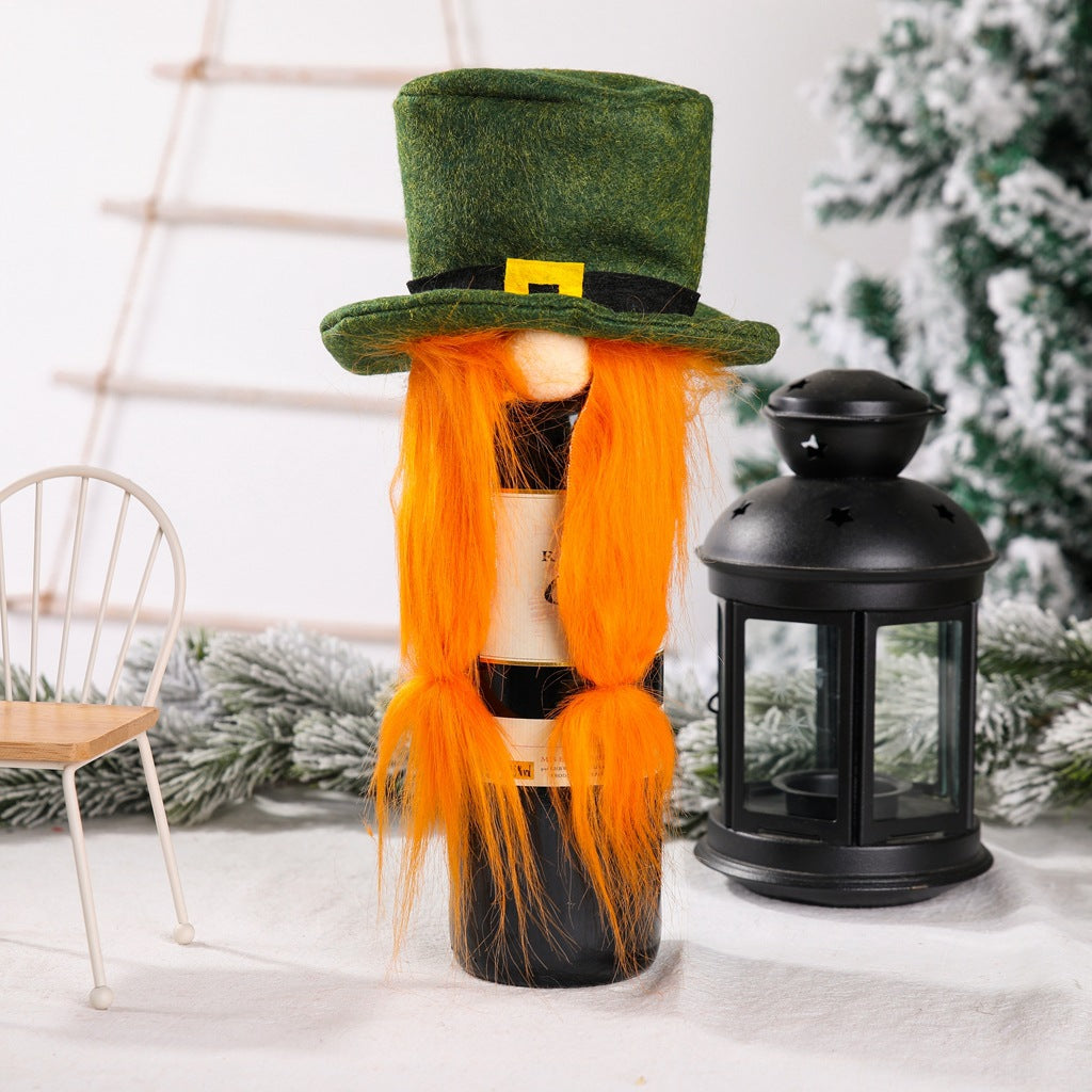 Christmas Wine Bottle Gnome Decoration Centerpiece