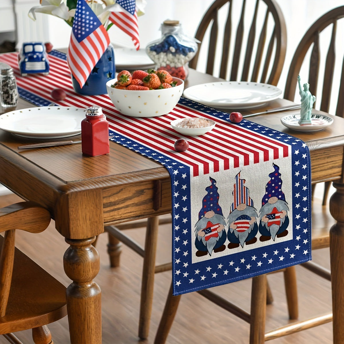 Patriotic Christmas Table Runner for Festive Tables