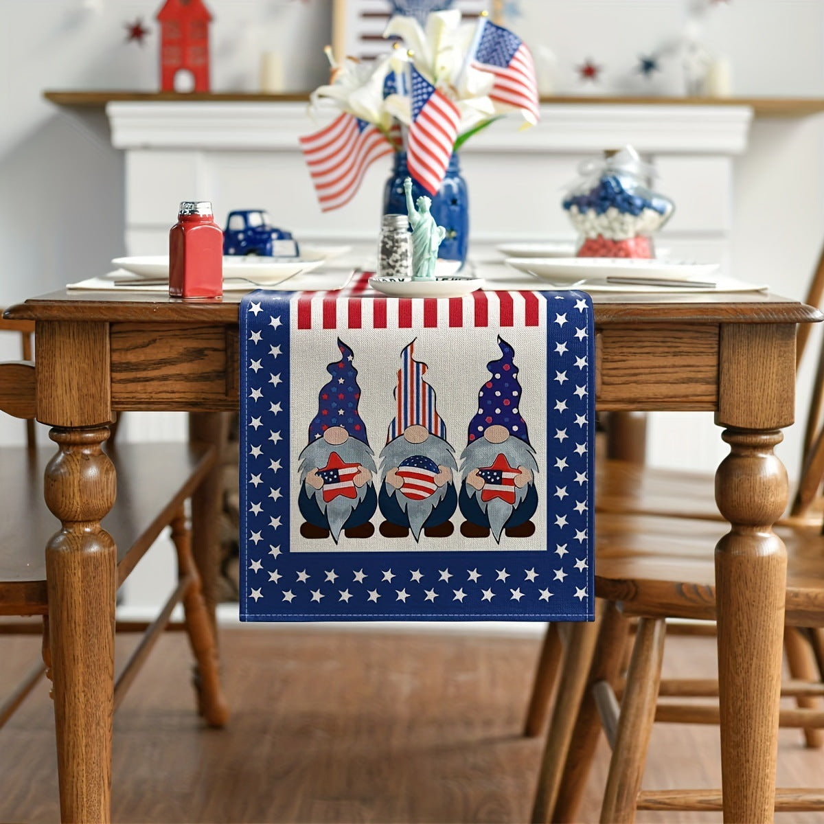 Patriotic Christmas Table Runner for Festive Tables