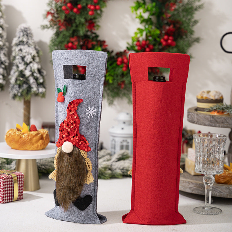 Christmas Wine Bottle Cover | Festive Gnome Display