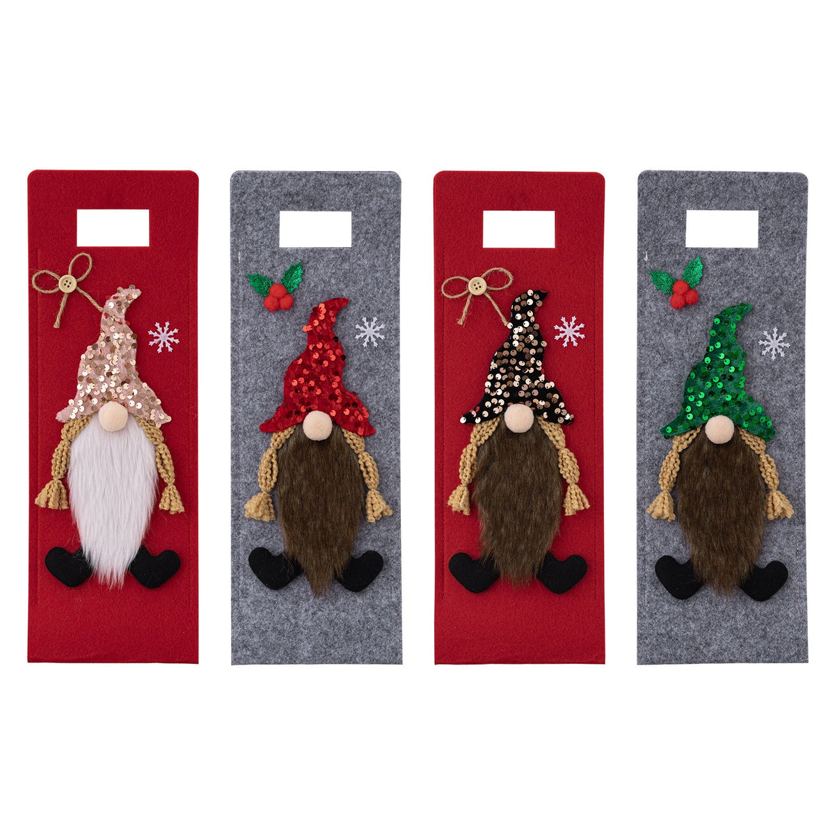 Christmas Wine Bottle Cover | Festive Gnome Display