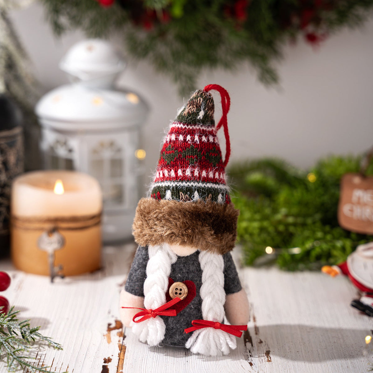 Christmas Elf Ornaments with Warm LED Glow for Trees