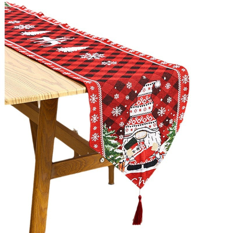 Christmas Table Runner with Festive Santa Table Decor