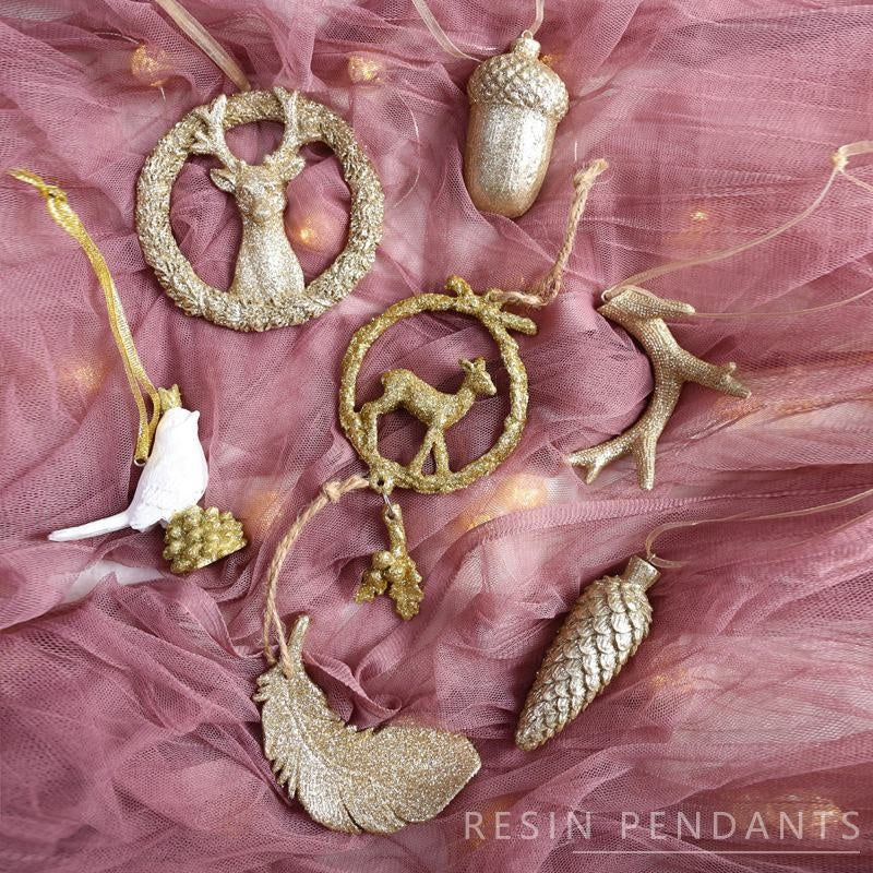 Christmas Tree Ornaments With Sparkling Gold Detail
