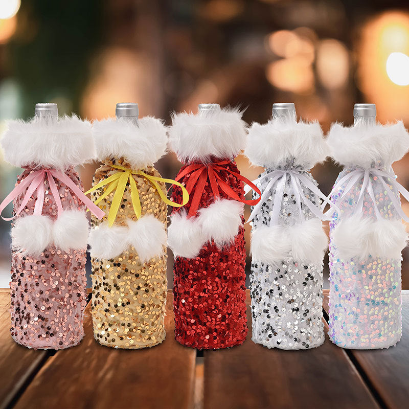 Christmas Wine Bottle Cover – Sparkling Table Decor