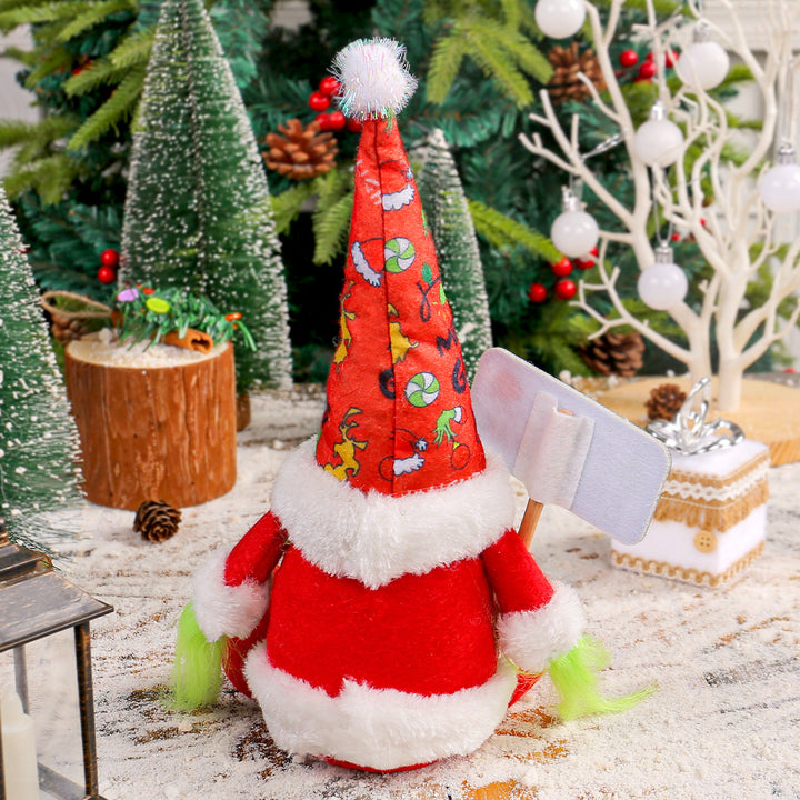 Christmas Gnome Decoration With Merry Grinchmas Sign