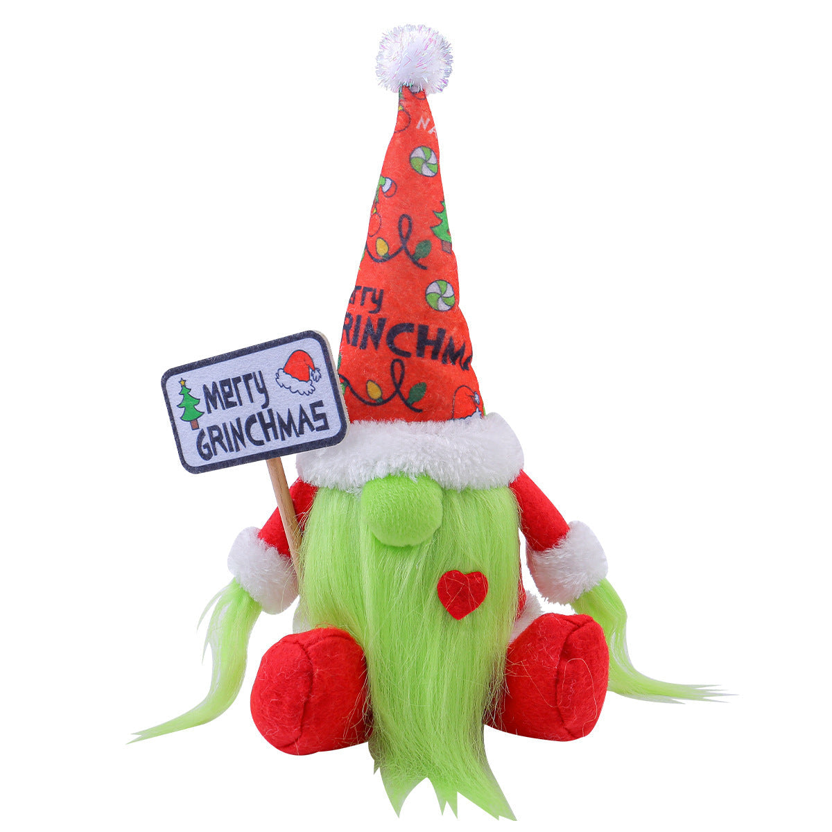 Christmas Gnome Decoration With Merry Grinchmas Sign