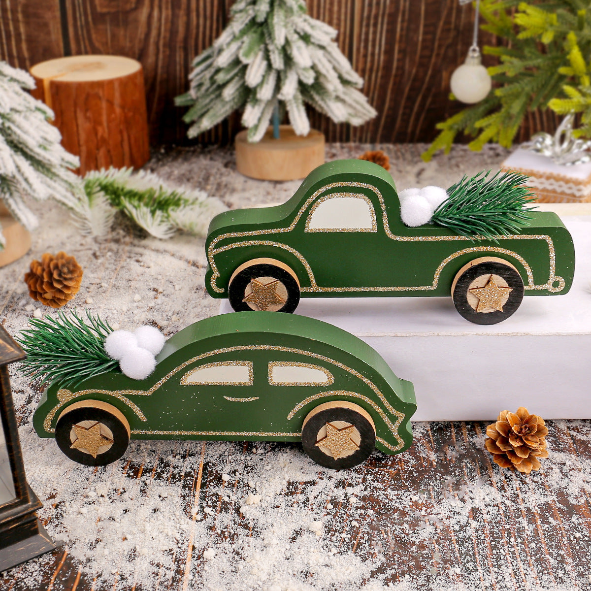 Christmas Car Ornaments for Rustic Holiday Decorating