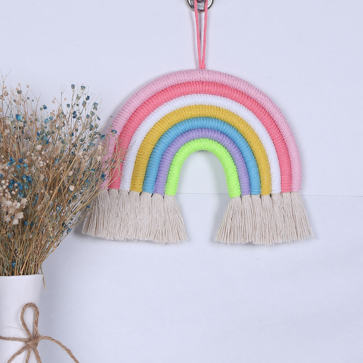 Hand-Woven Rainbow Wall Decor for Cozy Nursery Rooms