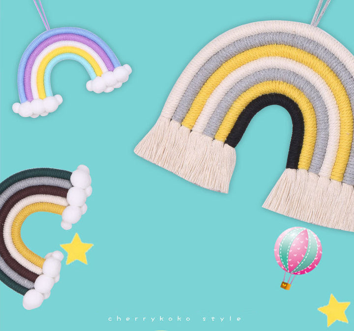 Hand-Woven Rainbow Wall Decor for Cozy Nursery Rooms