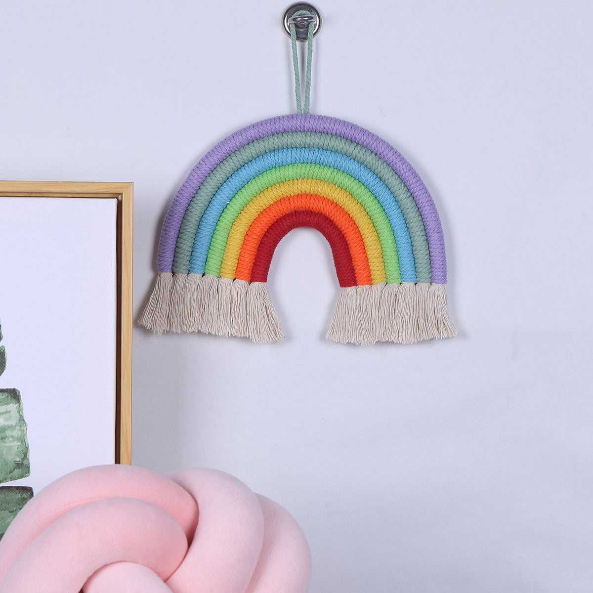 Hand-Woven Rainbow Wall Decor for Cozy Nursery Rooms