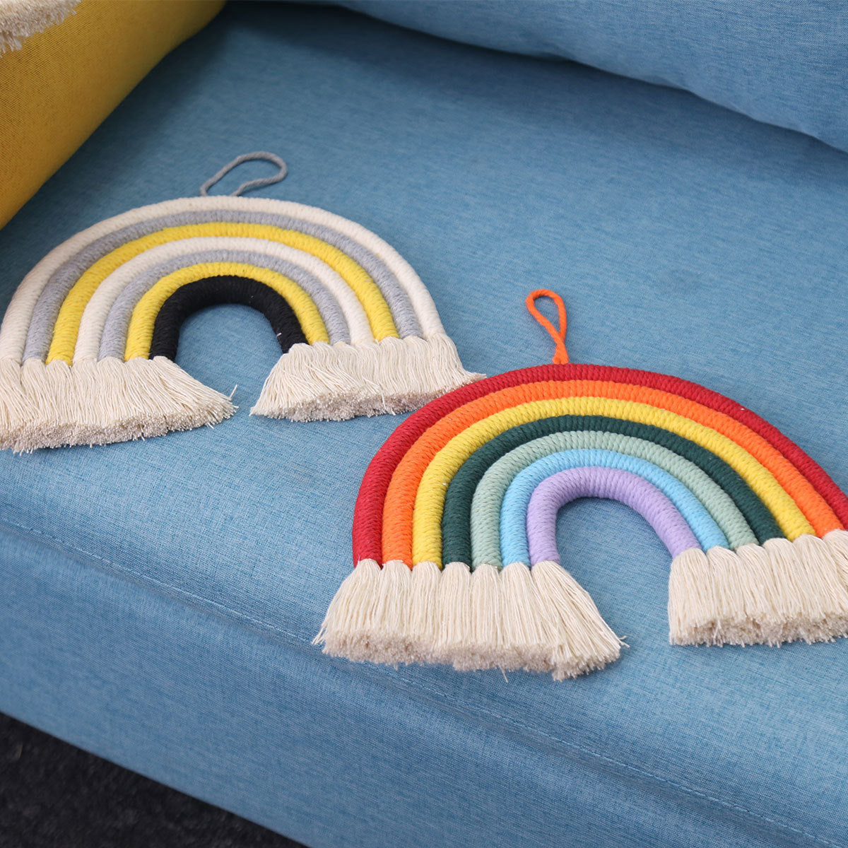 Hand-Woven Rainbow Wall Decor for Cozy Nursery Rooms