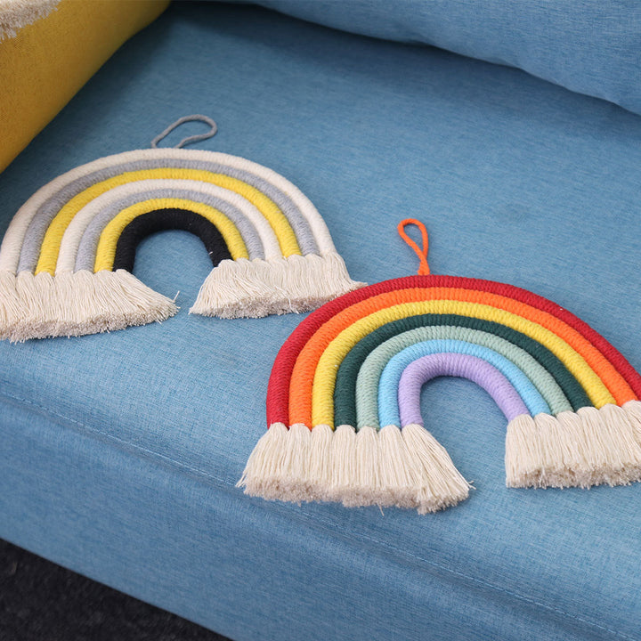 Hand-Woven Rainbow Wall Decor for Cozy Nursery Rooms