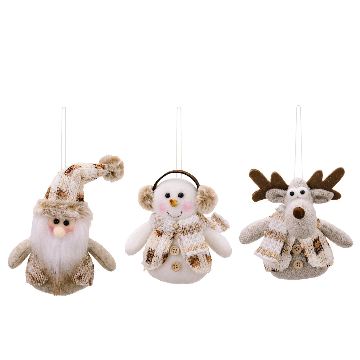 Christmas Tree Ornaments: Cozy 3-Piece Character Set
