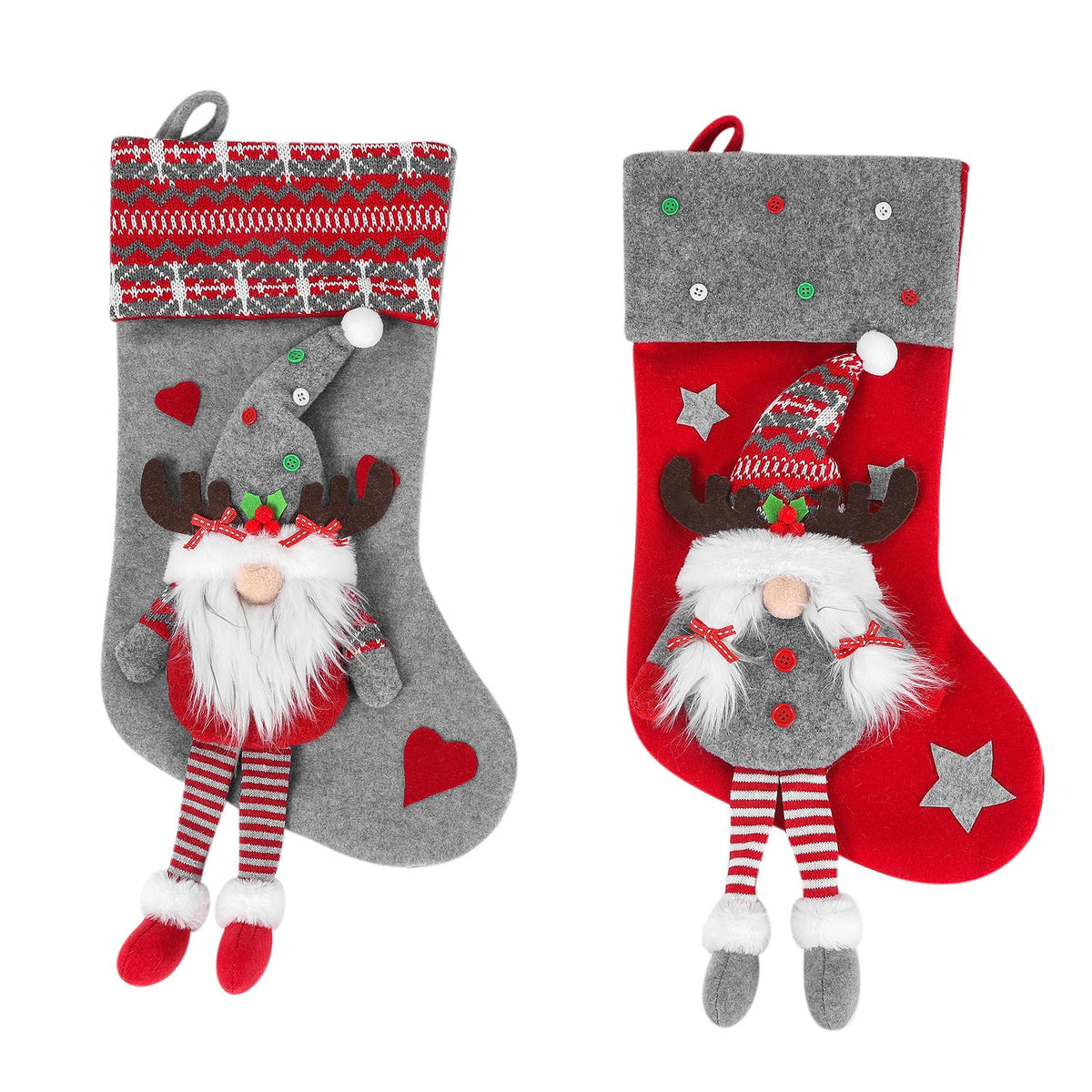 3D Gnome Christmas Stockings for Festive Mantel Decor