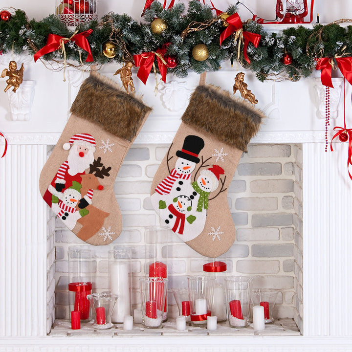 Christmas Stockings With Plush Santa & Snowman Designs