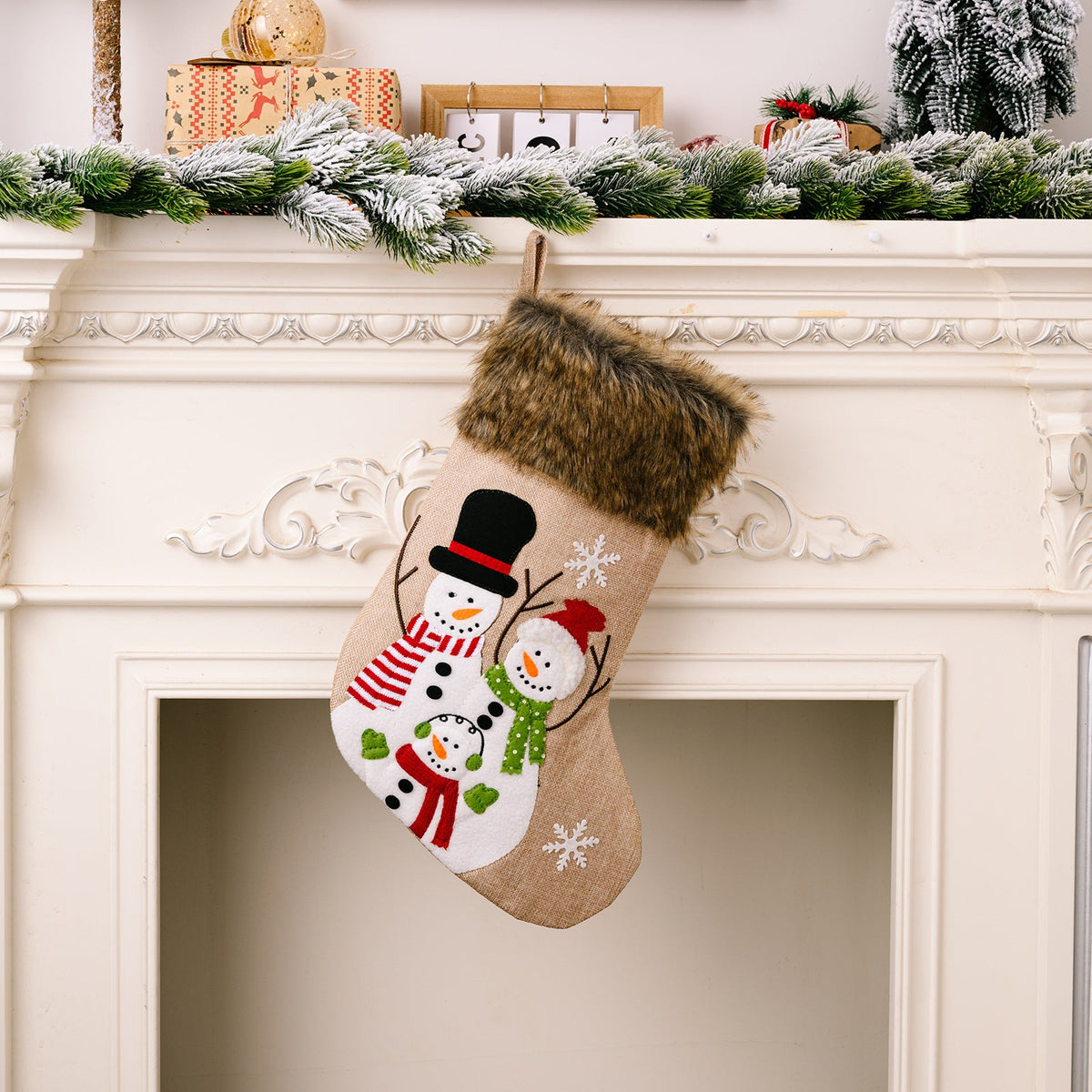 Christmas Stockings With Plush Santa & Snowman Designs