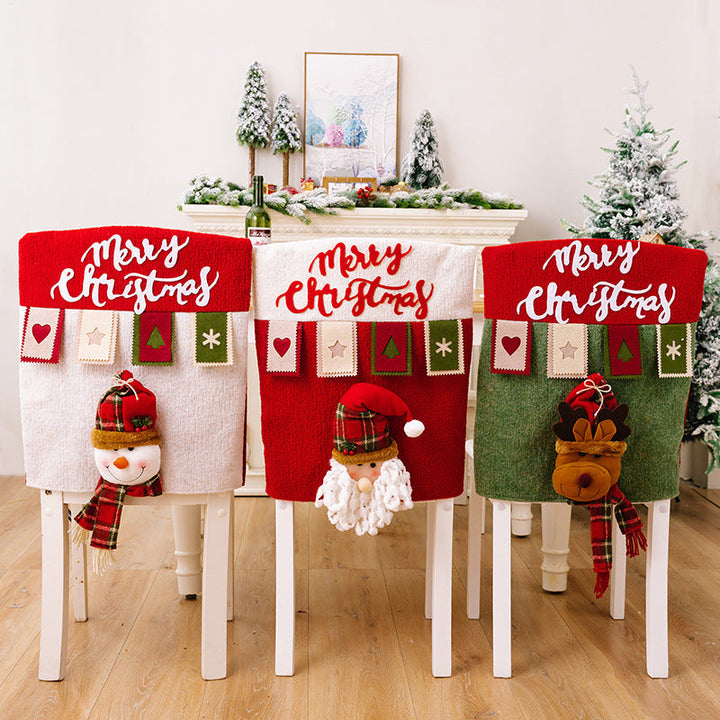Christmas Chair Covers With 3D Snowman & Reindeer Decor
