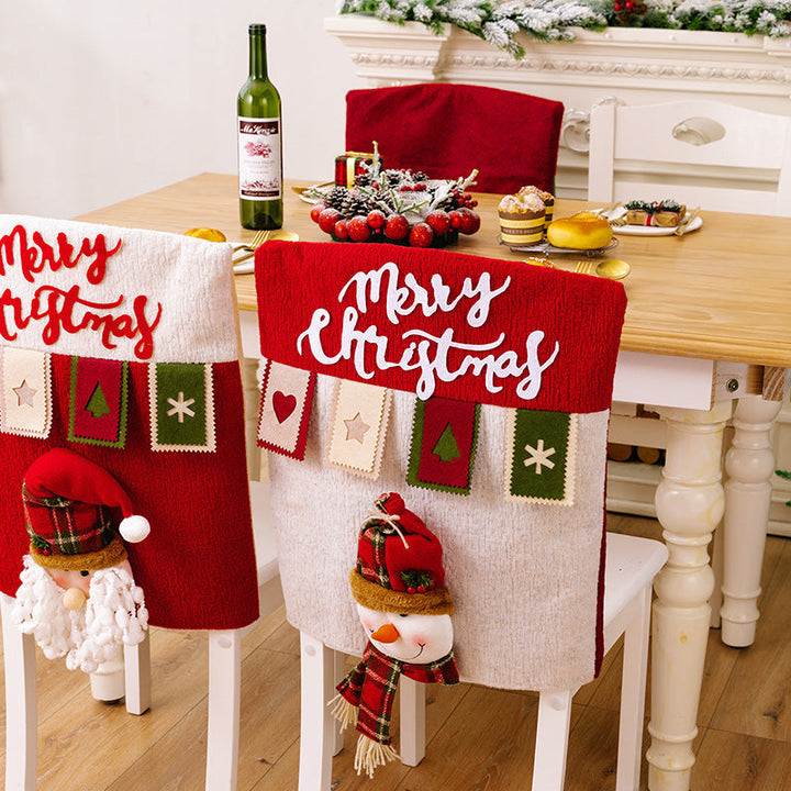 Christmas Chair Covers With 3D Snowman & Reindeer Decor