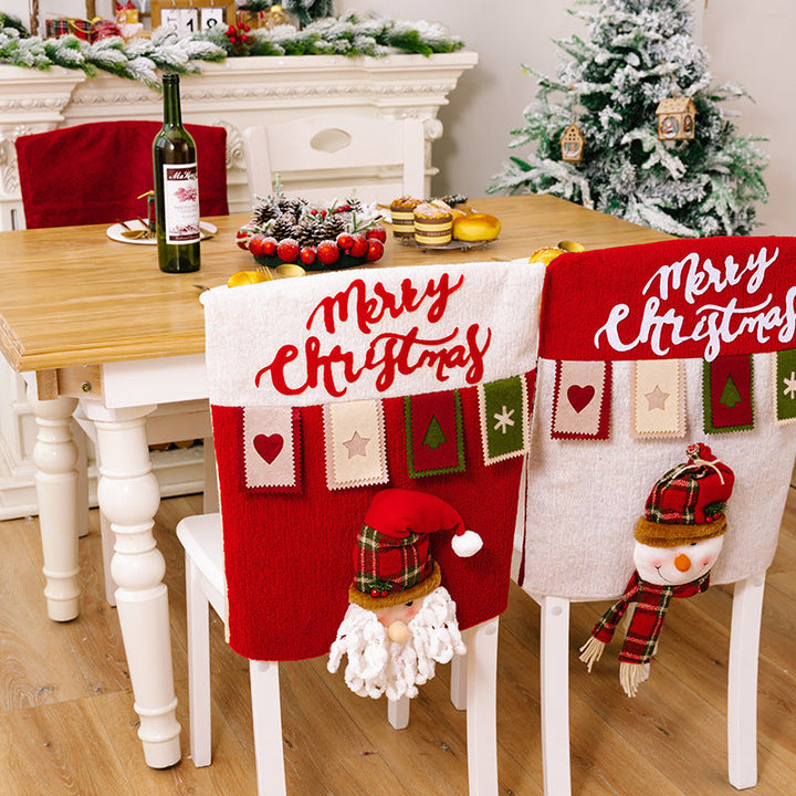 Christmas Chair Covers With 3D Snowman & Reindeer Decor