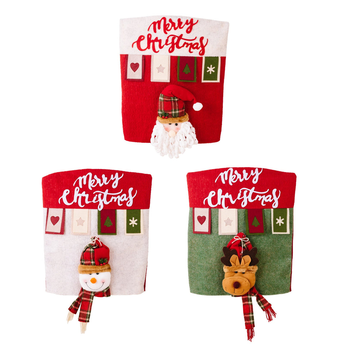 Christmas Chair Covers With 3D Snowman & Reindeer Decor