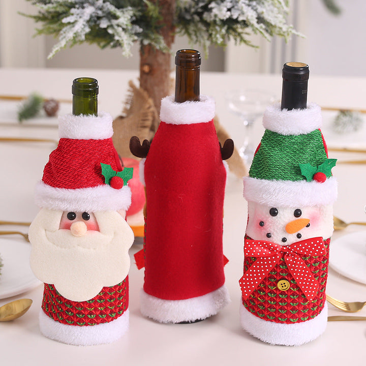 Christmas Wine Bottle Covers, 3-Piece Festive Set