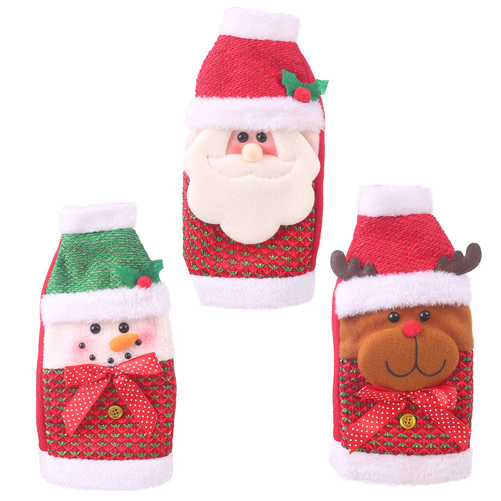 Christmas Wine Bottle Covers, 3-Piece Festive Set