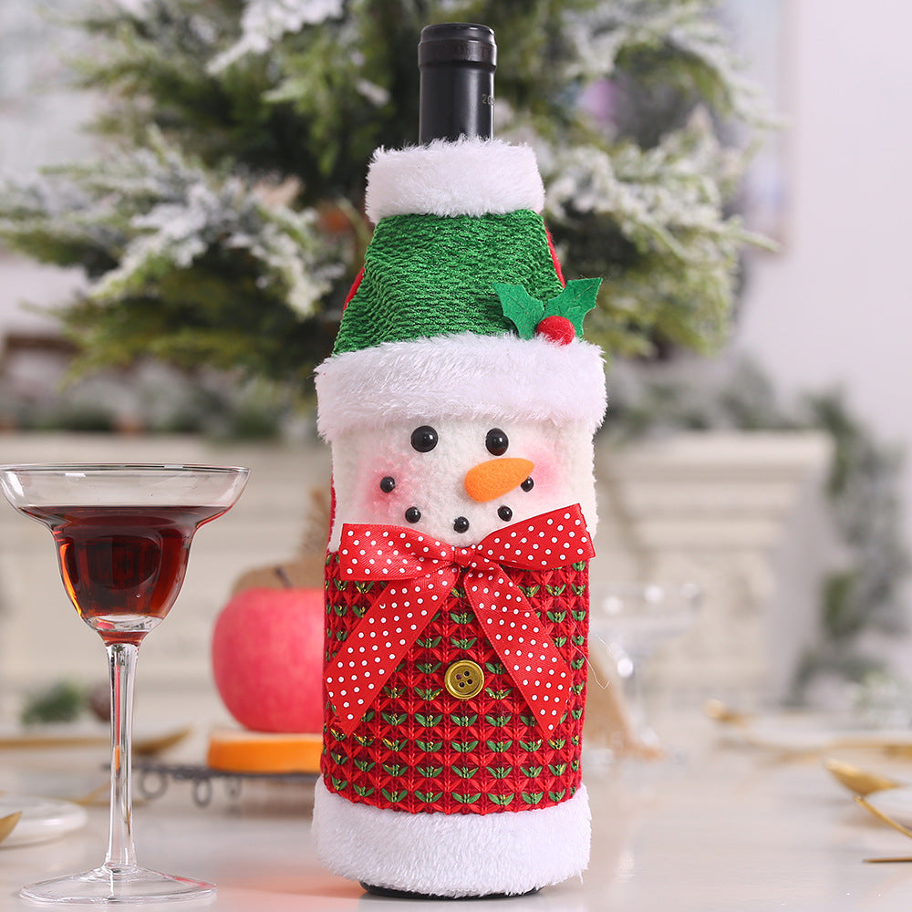 Christmas Wine Bottle Covers, 3-Piece Festive Set