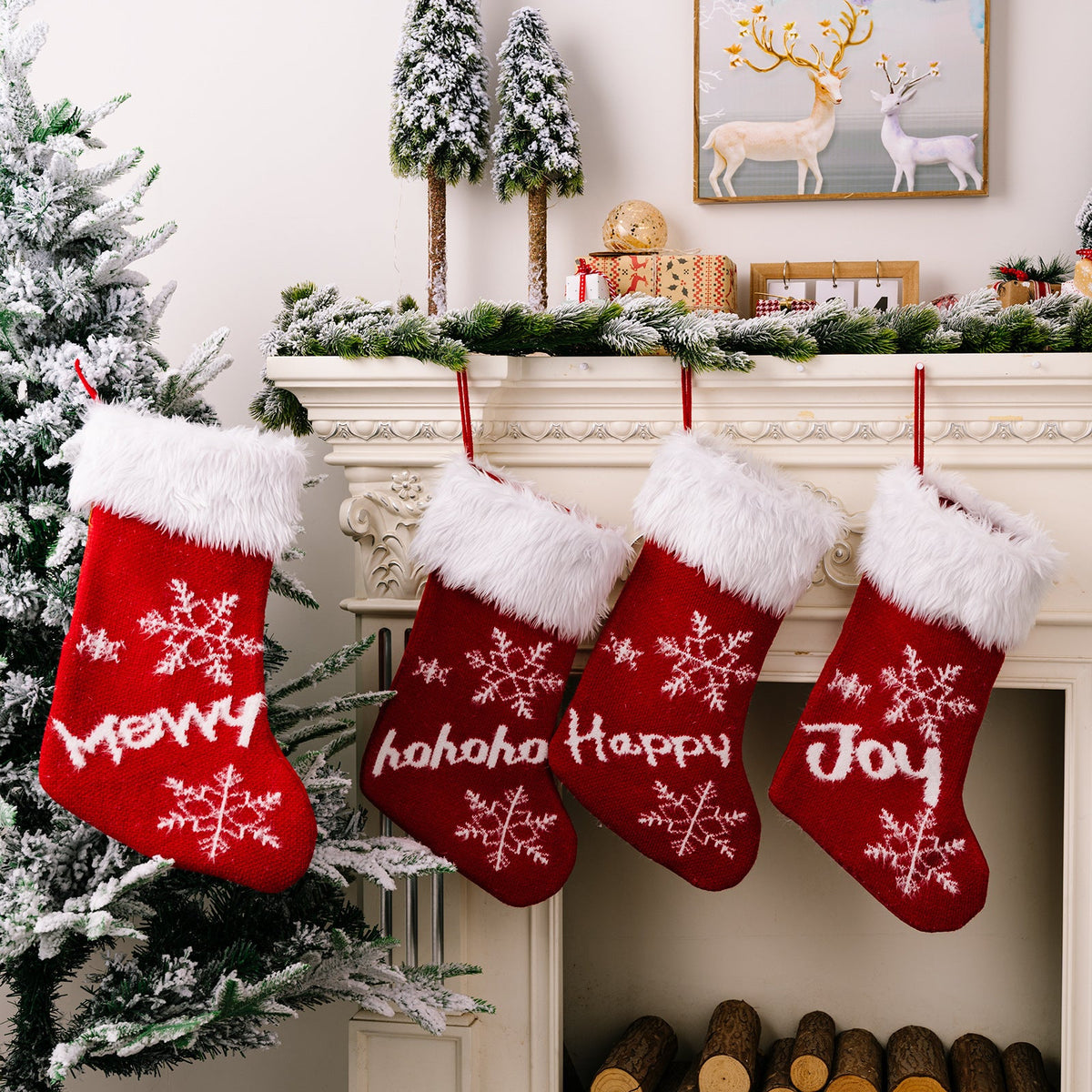 Christmas Stockings Set of 4 for Warm Festive Mantels