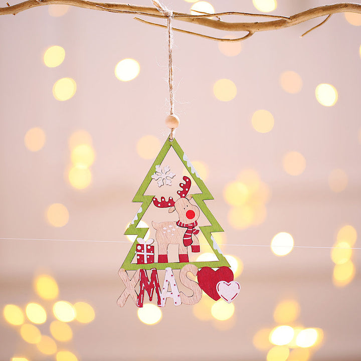 Wooden Christmas Tree Ornaments, 3-Piece Character Set