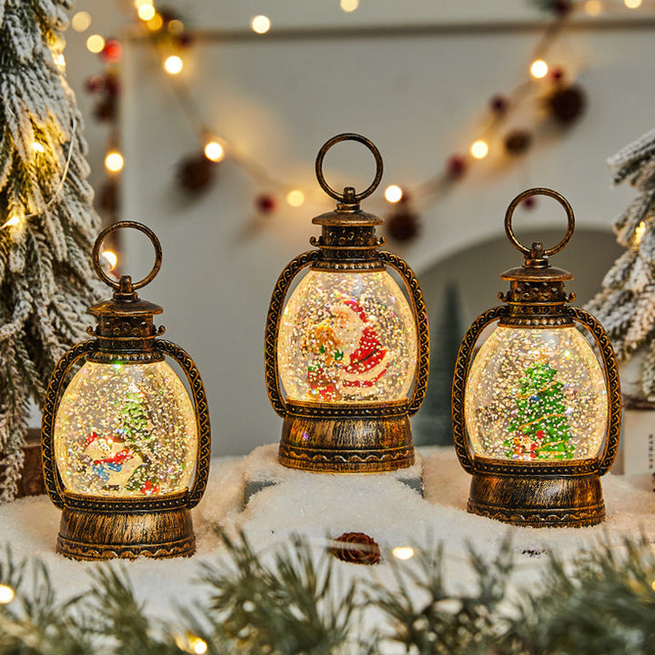 Christmas Tree Ornament: Glowing Gold Snow Globe Decor