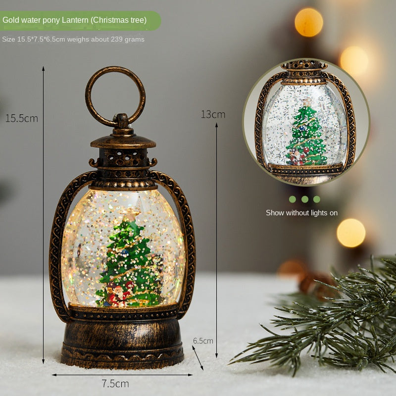 Christmas Tree Ornament: Glowing Gold Snow Globe Decor