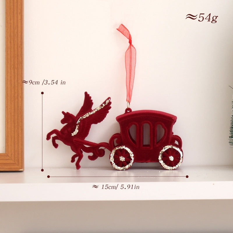 Velvet Red Christmas Ornaments With Sparkling Details