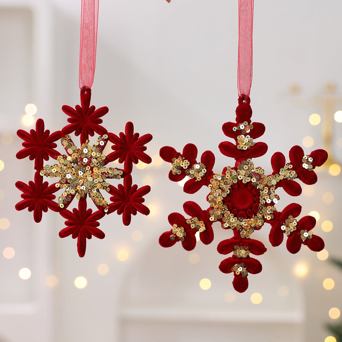 Christmas Ornament Set: Elegant Red & Gold Tree Decor