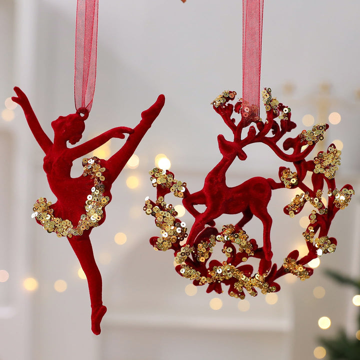 Christmas Ornament Set: Elegant Red & Gold Tree Decor